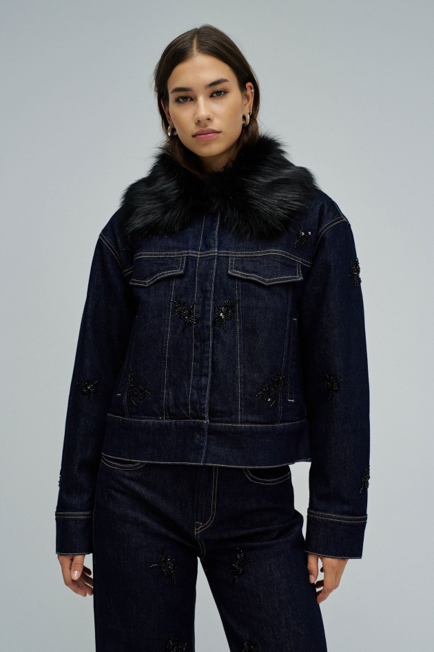 JEANSJACKE MIT FELL