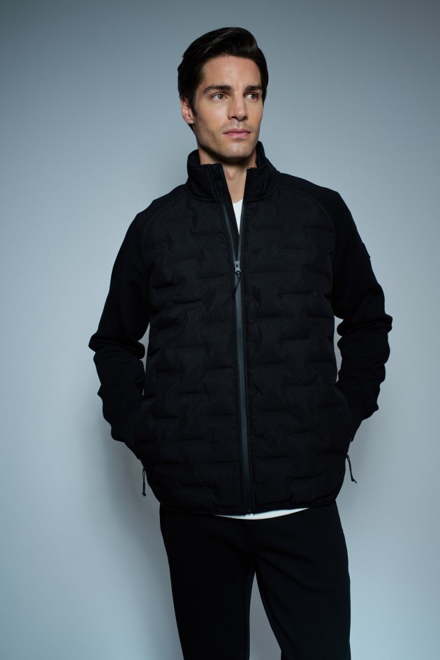 PADDED COAT WITH MIXED MATERIALS