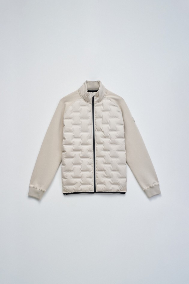 PADDED COAT WITH MIXED MATERIALS