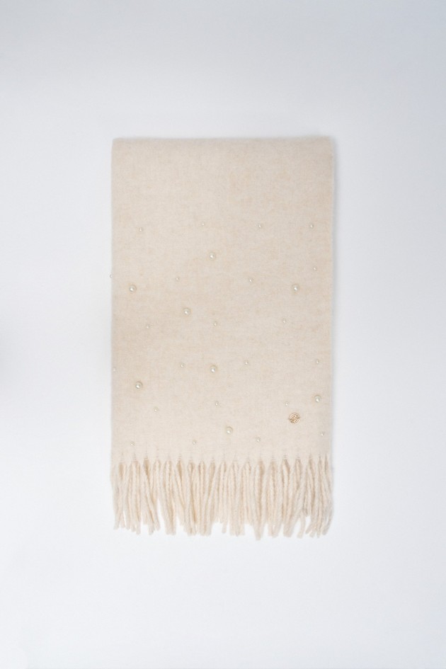 WOOL SCARF WITH PEARLS