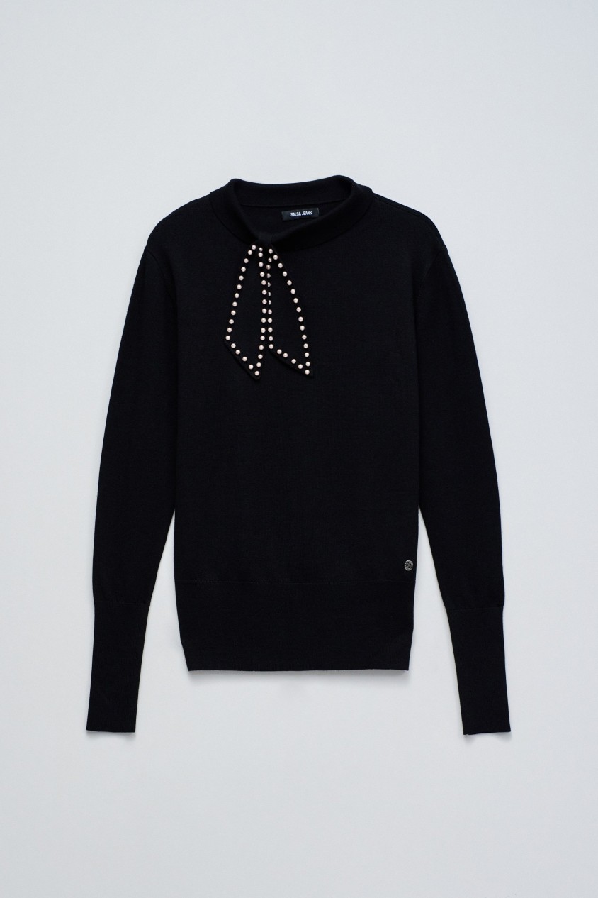 PULL EN MAILLE AVEC NOEUD