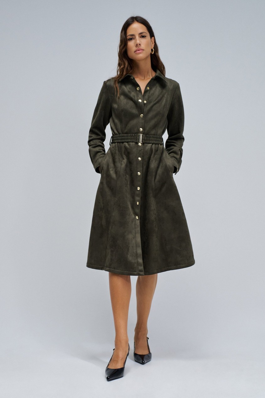 VESTIDO MIDI EM SUEDE