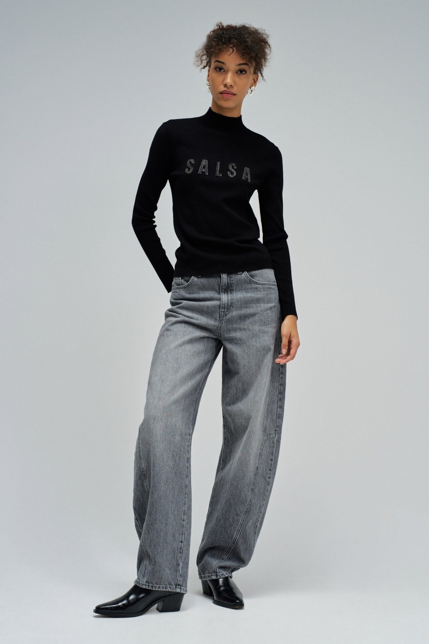 CAMISOLA DE MALHA CANELADA COM BRANDING