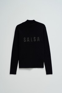 RIBBED KNIT SWEATER WITH BRANDING