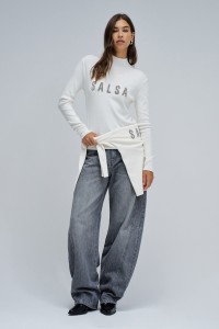 RIBBED KNIT SWEATER WITH BRANDING