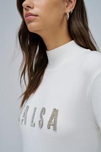 RIBBED KNIT SWEATER WITH BRANDING