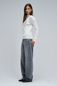 RIBBED KNIT SWEATER WITH BRANDING