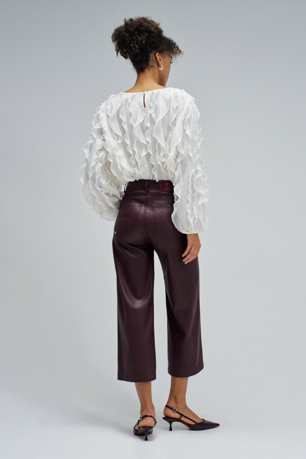 WAHR CROPPED WEITE LEDER-EFFEKT JEANS