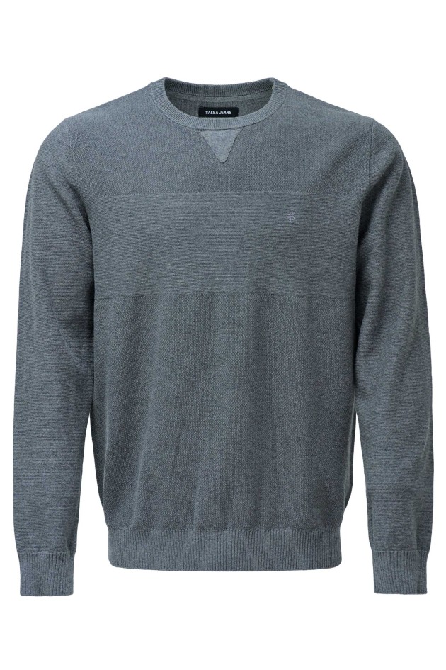 OUTLET BASIC SWEATER, DARK GREY, XL