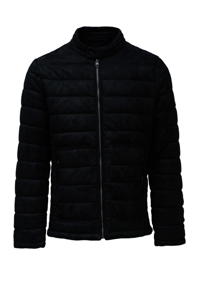 OUTLET SUEDE QUILTED PUFFER, BLACK,