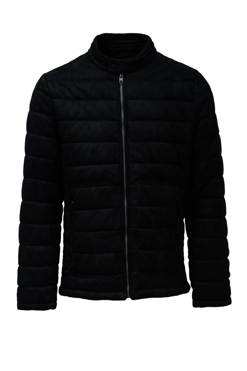 OUTLET SUEDE QUILTED PUFFER, BLACK,