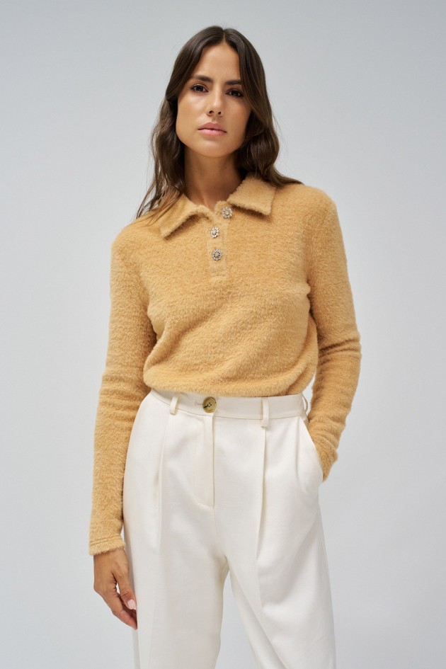 FLEECE POLO-STYLE JUMPER