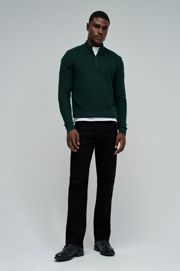 PULL À MAILLE AVEC DEMI-FERMETURE