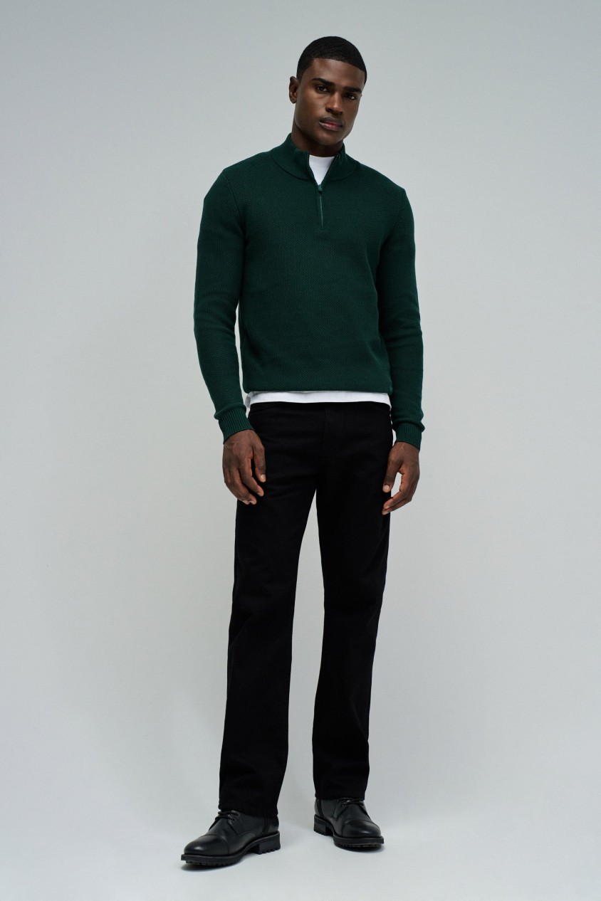 KNIT SWEATER WITH HALF ZIP