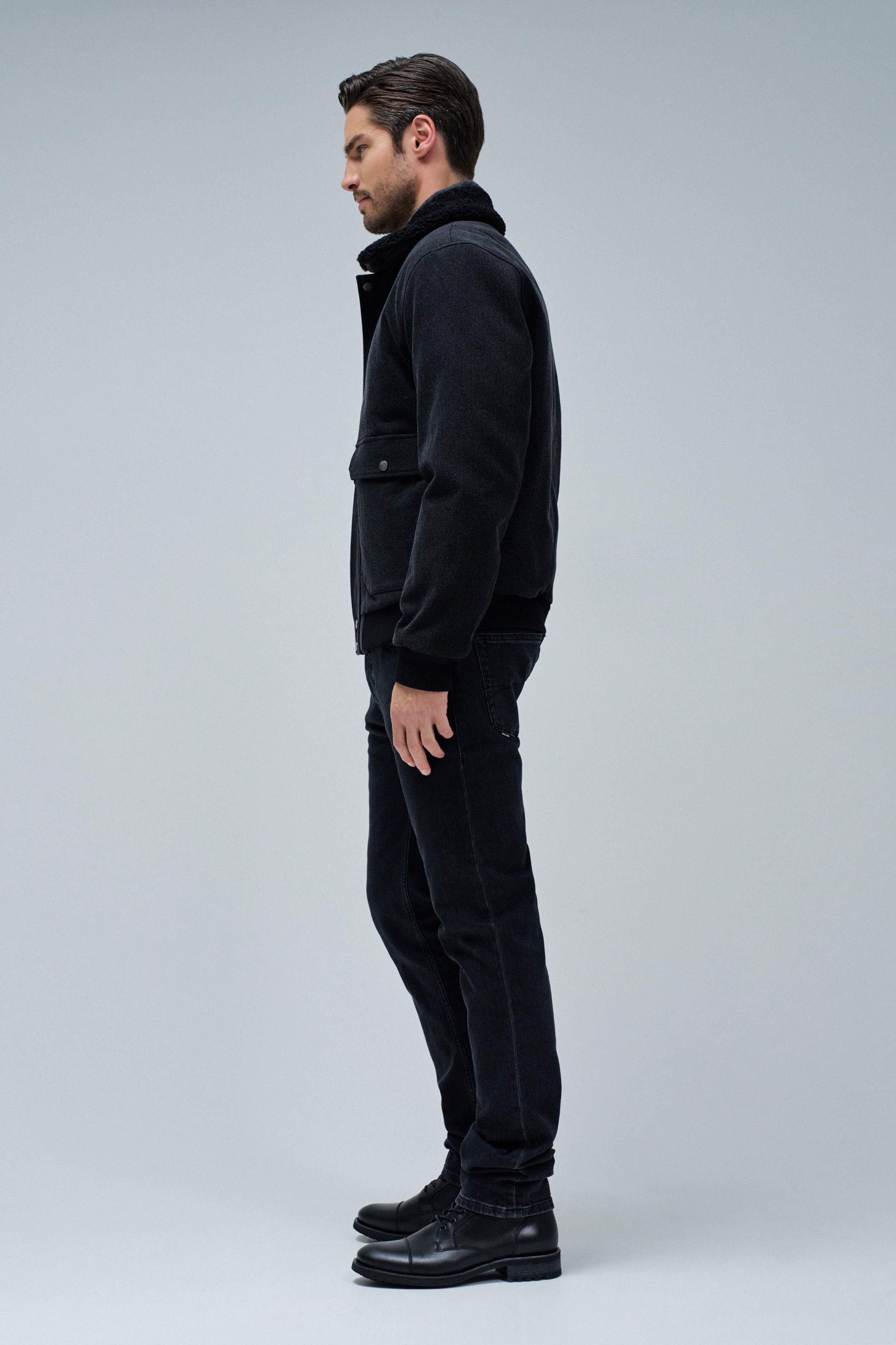 BOMBER JACKET WITH FUR COLLAR