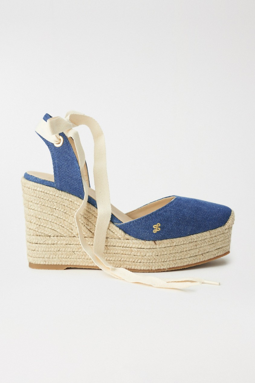ESPADRILLES À TALON COMPENSÉ EN DENIM