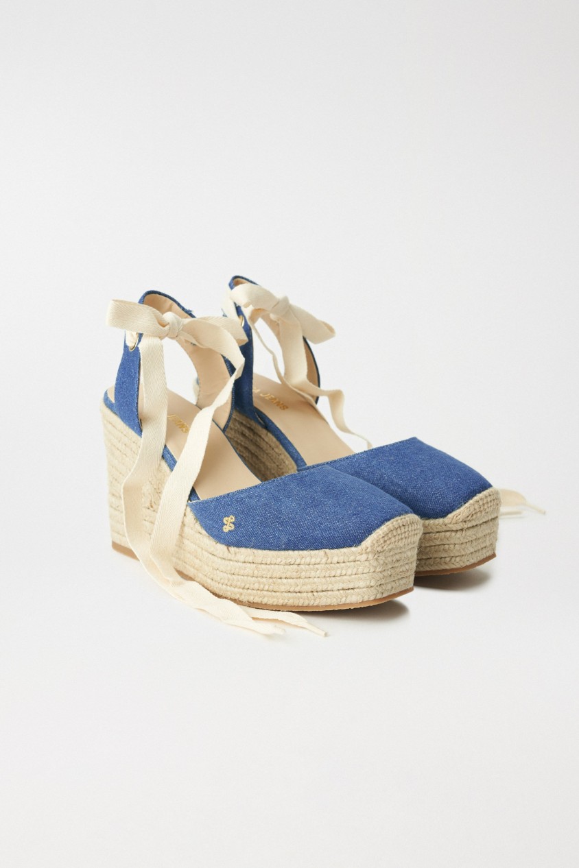 ESPADRILLES À TALON COMPENSÉ EN DENIM