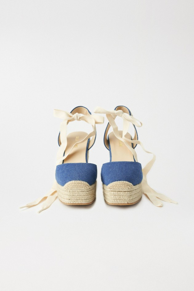 DENIM WEDGE HEEL ESPADRILLES