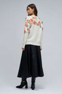 WOOL AND MOHAIR JUMPER WITH FLORAL PRINT