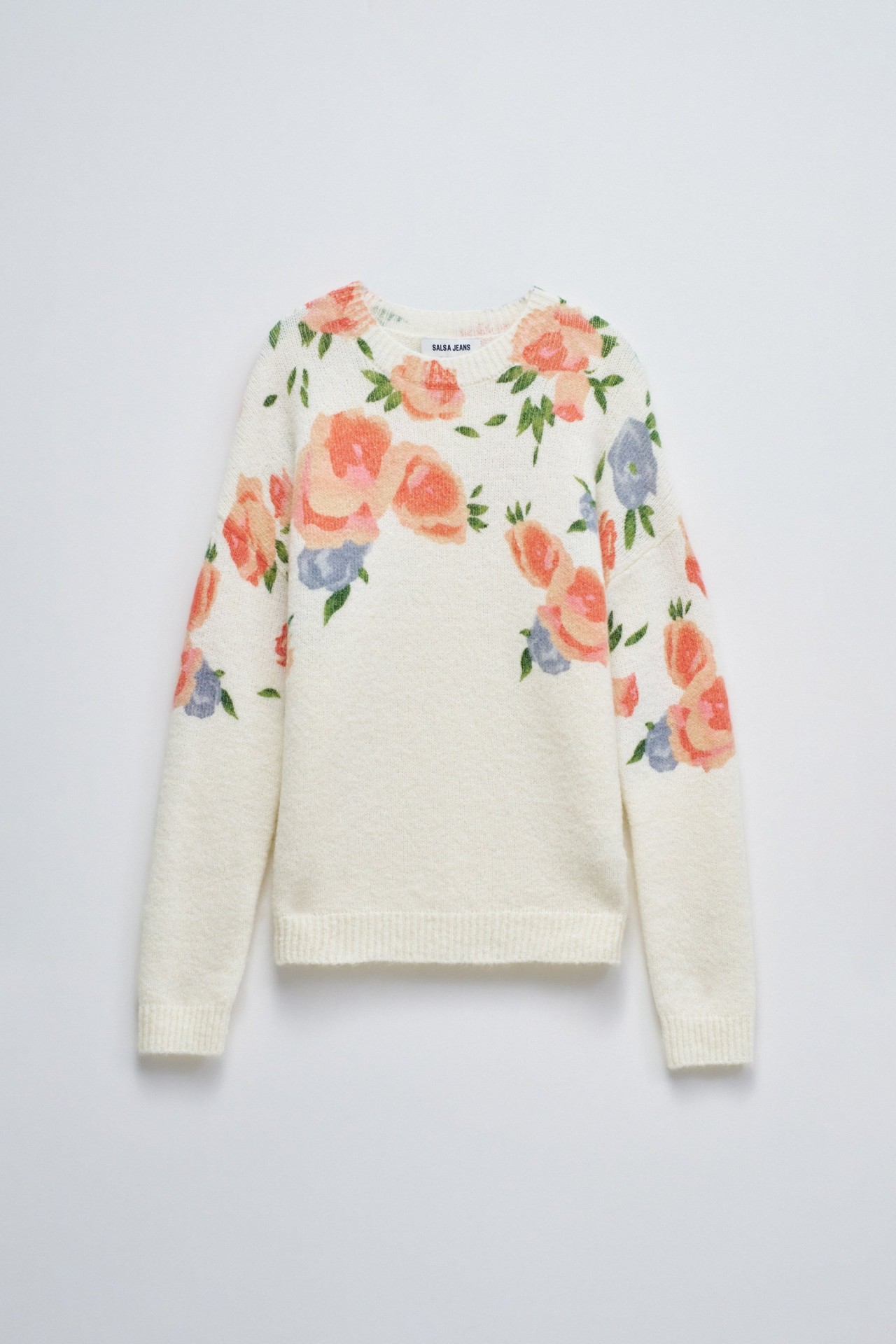 WOOL AND MOHAIR JUMPER WITH FLORAL PRINT