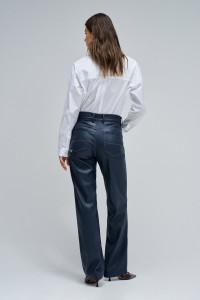 FAITH PUSH IN STRAIGHT LEATHER EFFECT JEANS