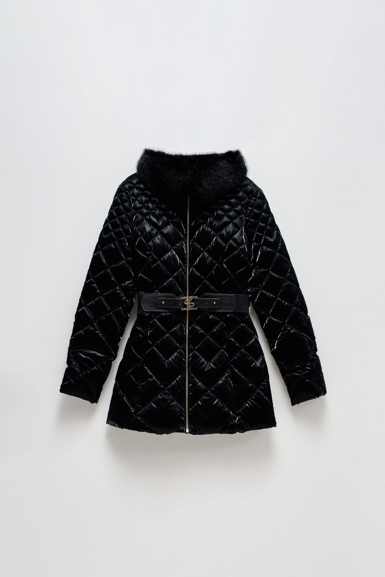 VELVET EFFECT PUFFER COAT