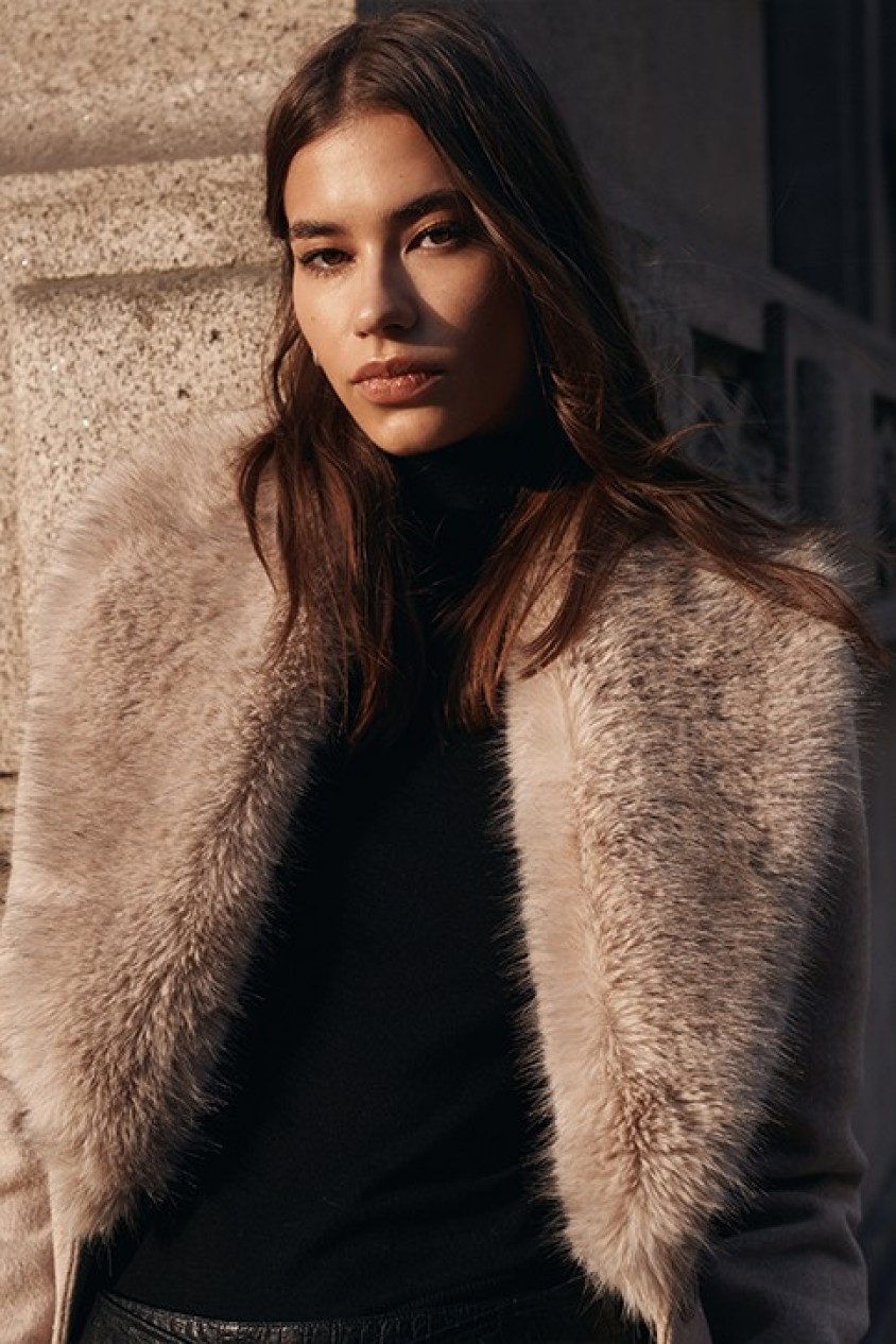 GRACE LONG WOOLLEN COAT WITH FUR