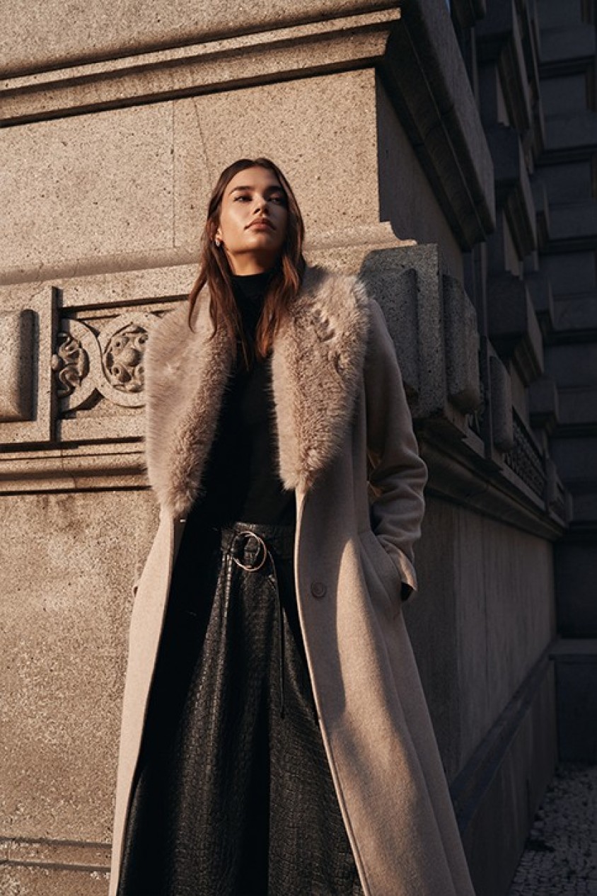 MIDI LEATHER EFFECT SKIRT WITH BELT