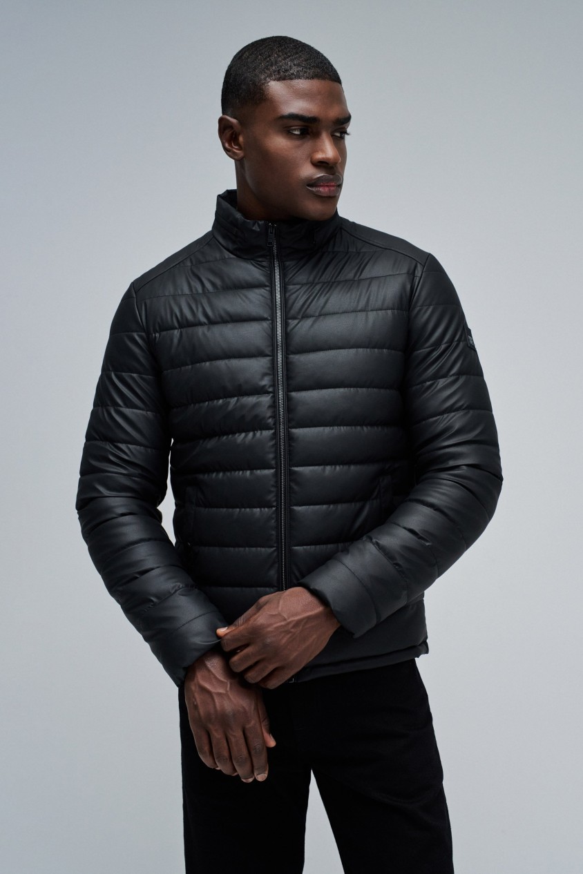 PUFFER JACKET LEATHER EFFECT