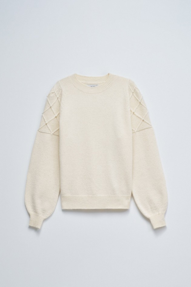 PULL EN MAILLE AVEC PERLES