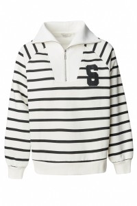 ZIP DETAIL SWEATSHIRT, LIGHT PEARL