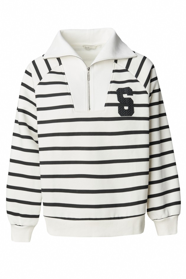 ZIP DETAIL SWEATSHIRT, LIGHT PEARL