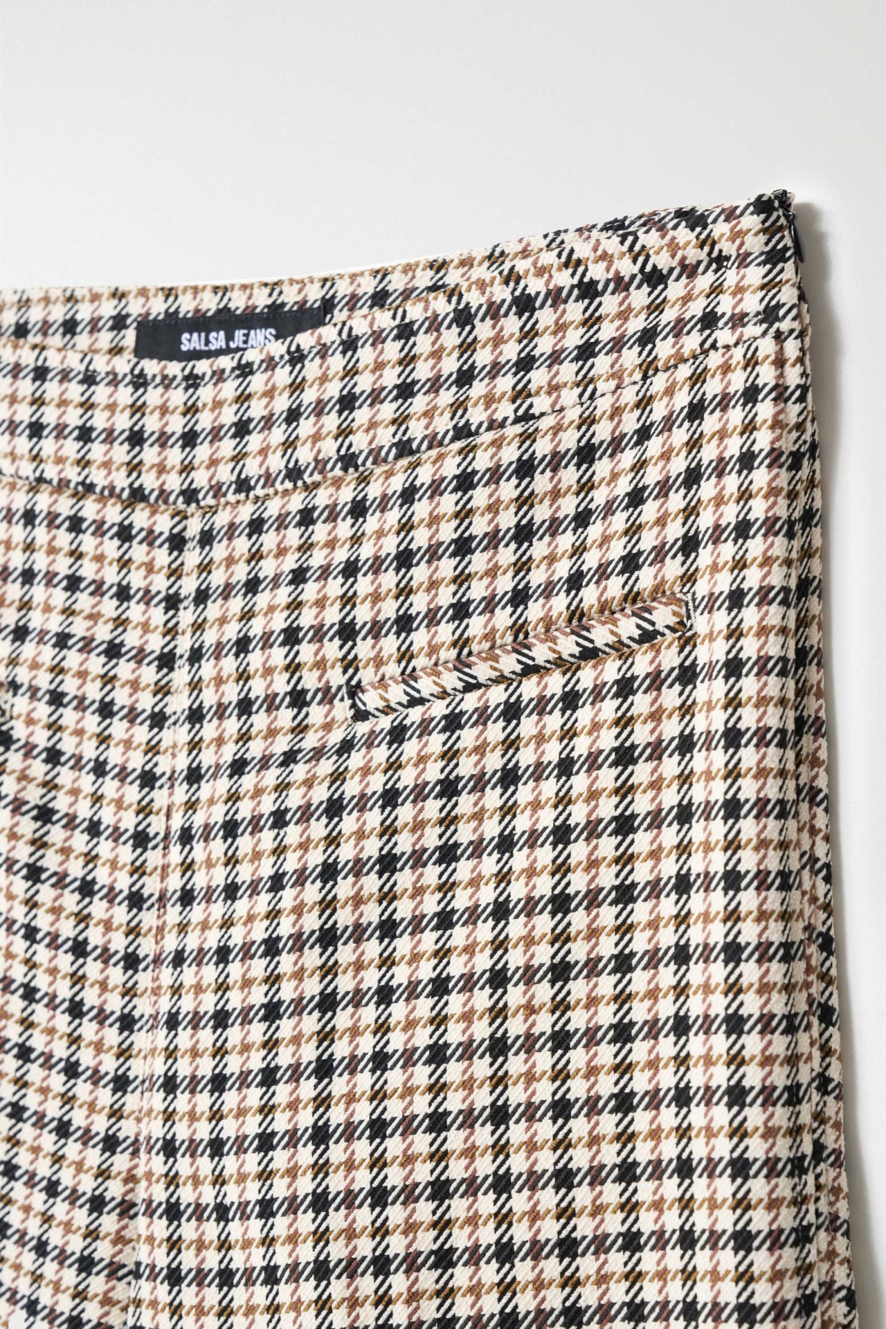 STRAIGHT PIED-DE-POULE TROUSERS