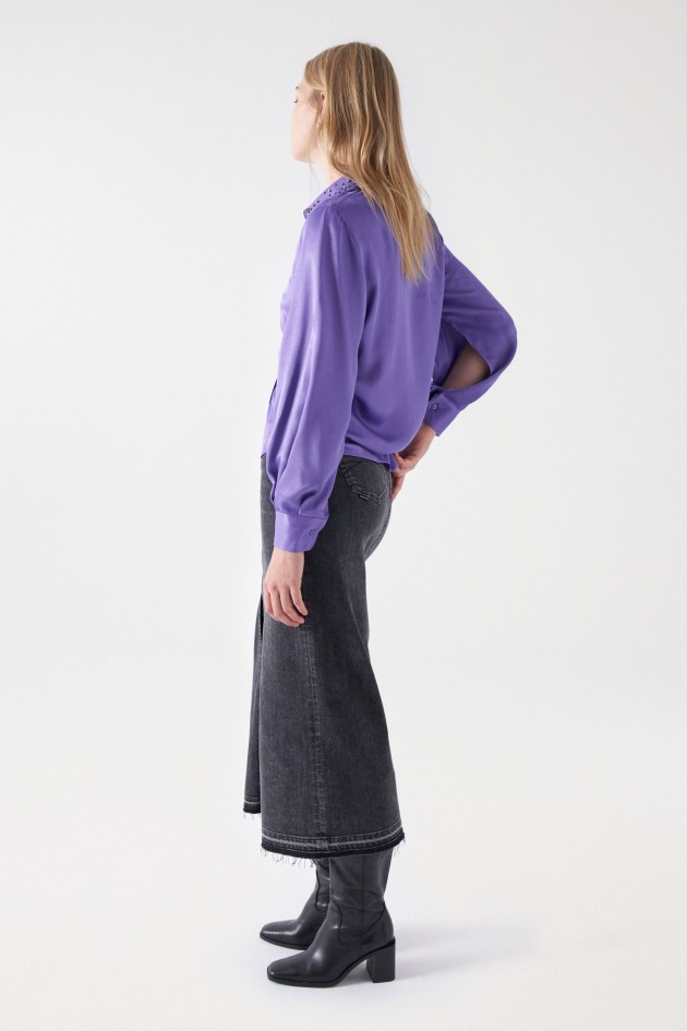 SATIN-FEEL SHIRT WITH METALLIC APPLIQUÉS