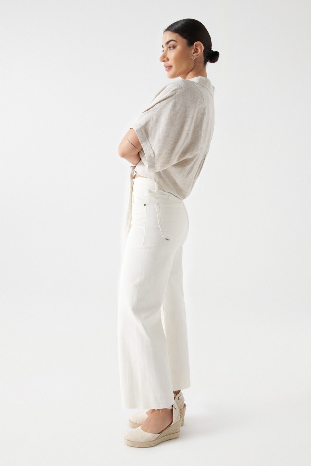 LINEN SHIRT WITH FRONT KNOT