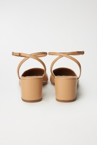 LEATHER BLOCK-HEEL SHOE, LIGHT BEIGE LEATHER BLOCK-HEEL SHOE, LIGHT BEIGE