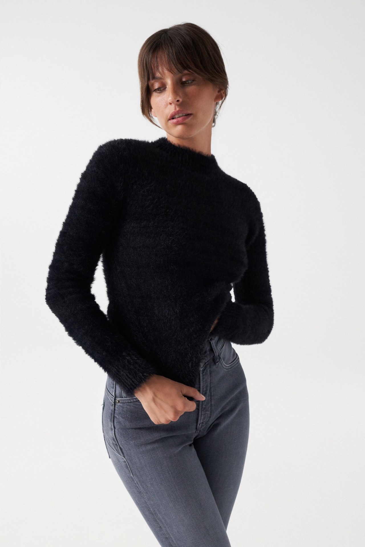FUR EFFECT KNIT JUMPER