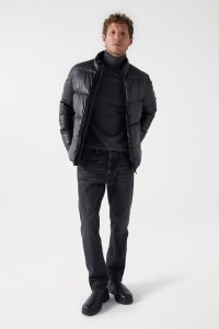 LEATHER EFFECT PUFFER JACKET