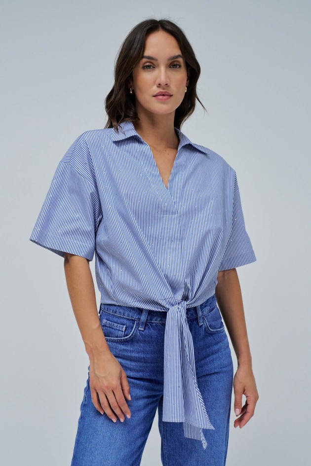 BLUSE MIT SCHLEIFE AM SAUM