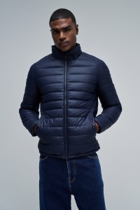 PUFFER JACKE LEDER-EFFEKT