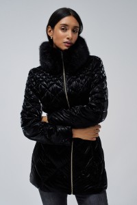VELVET EFFECT PUFFER COAT
