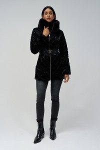 VELVET EFFECT PUFFER COAT