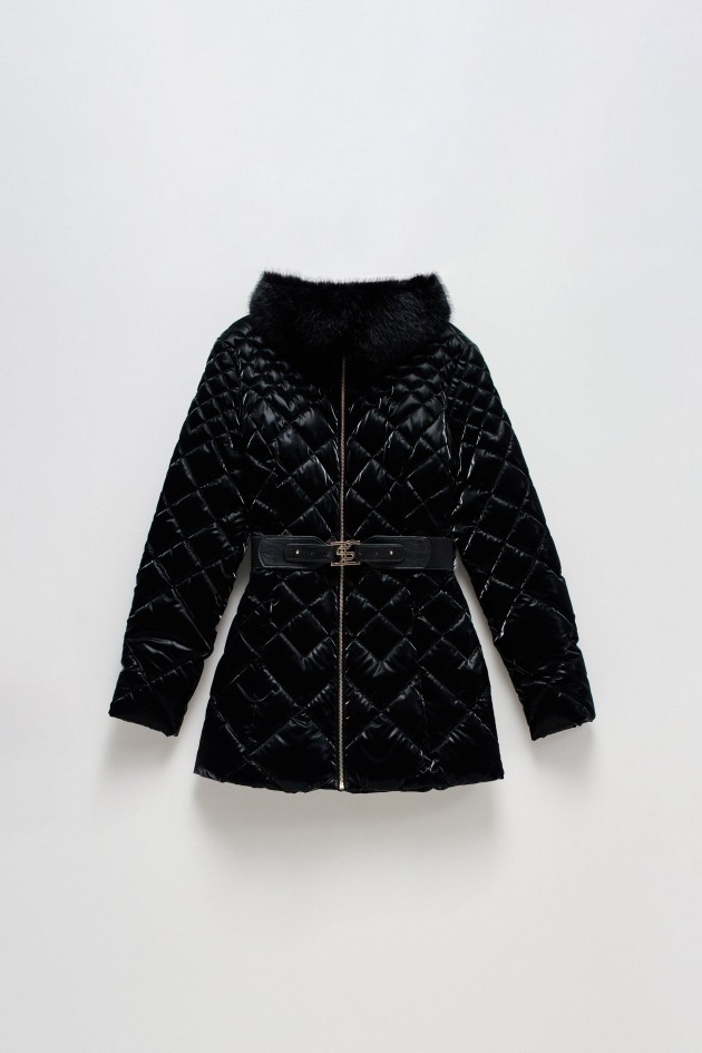 VELVET EFFECT PUFFER COAT