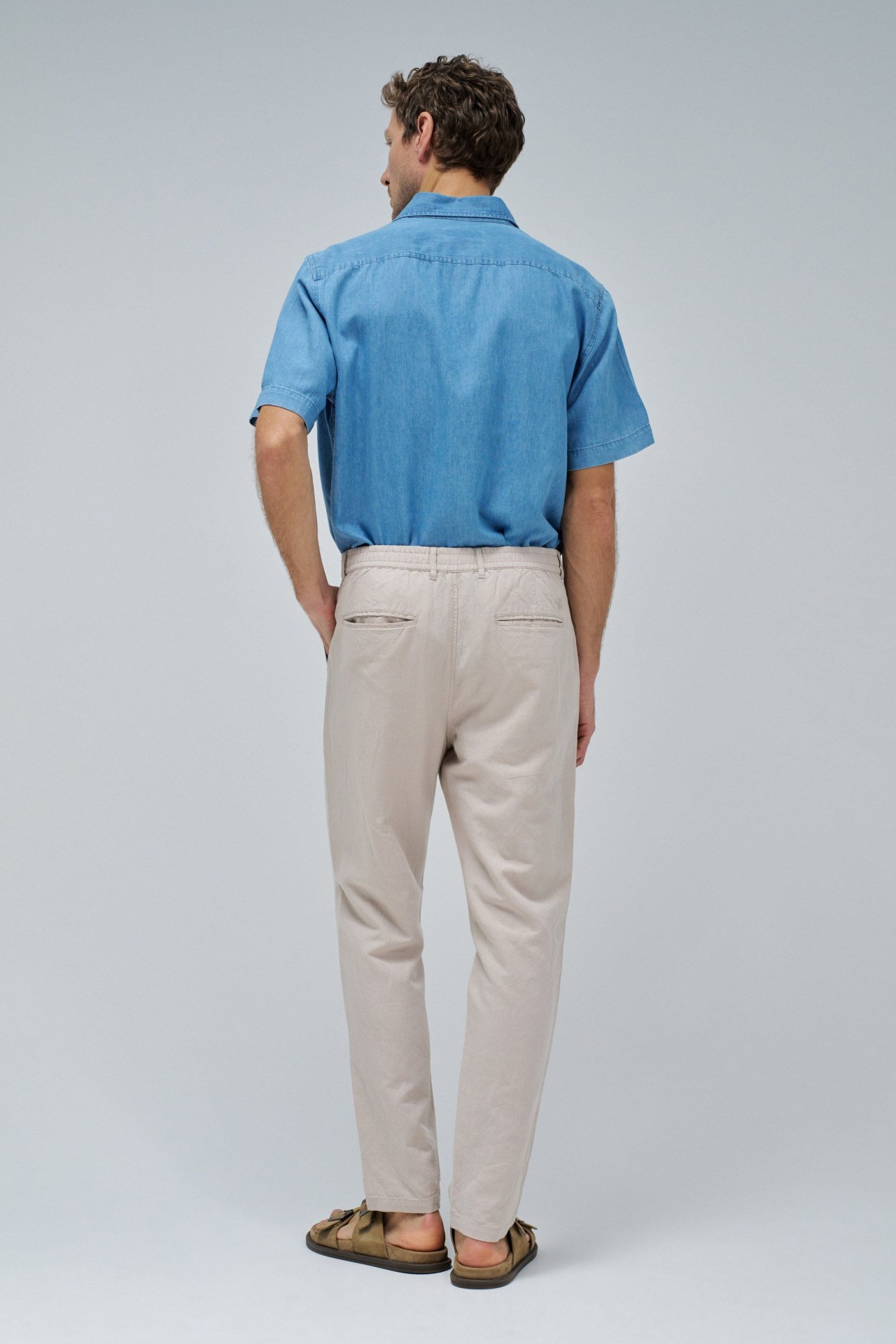 PANTALON CHINO EN MLANGE DE LIN