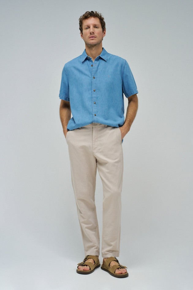 CHINO-HOSEN MIT LEINENMISCHUNG