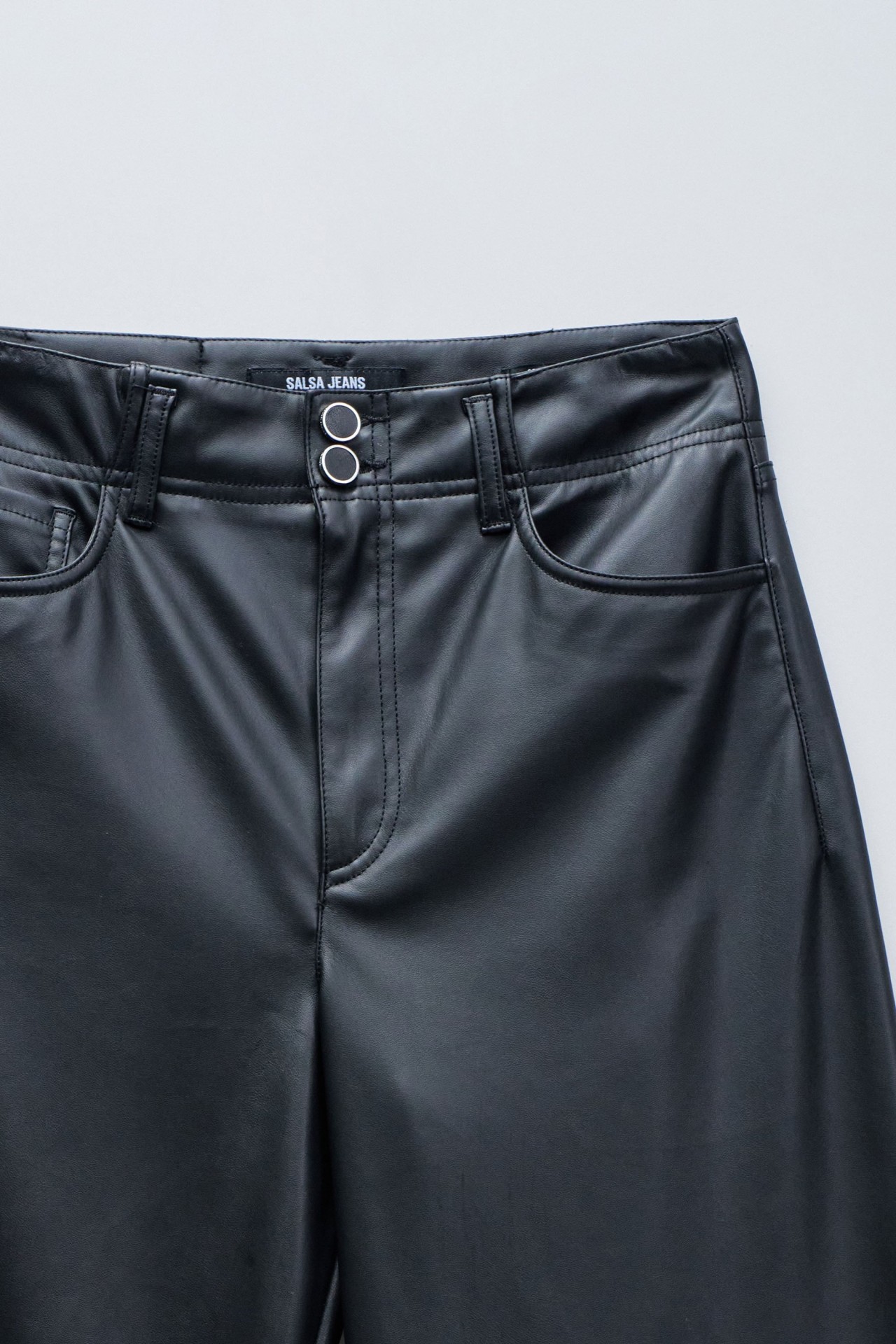 TRUE CROPPED WIDE LEATHER EFFECT JEANS