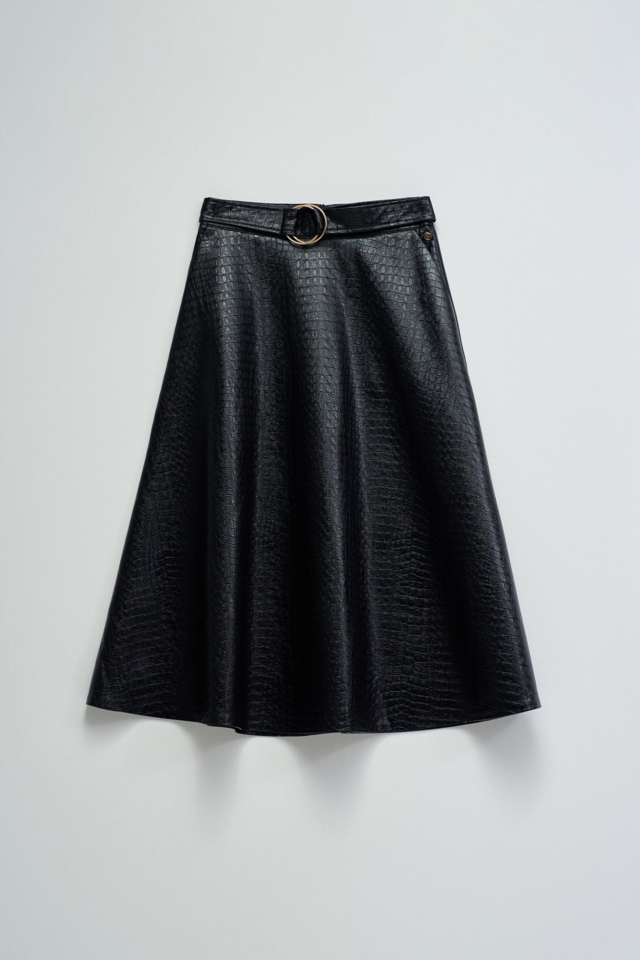 JUPE MIDI EFFET CUIR AVEC CEINTURE