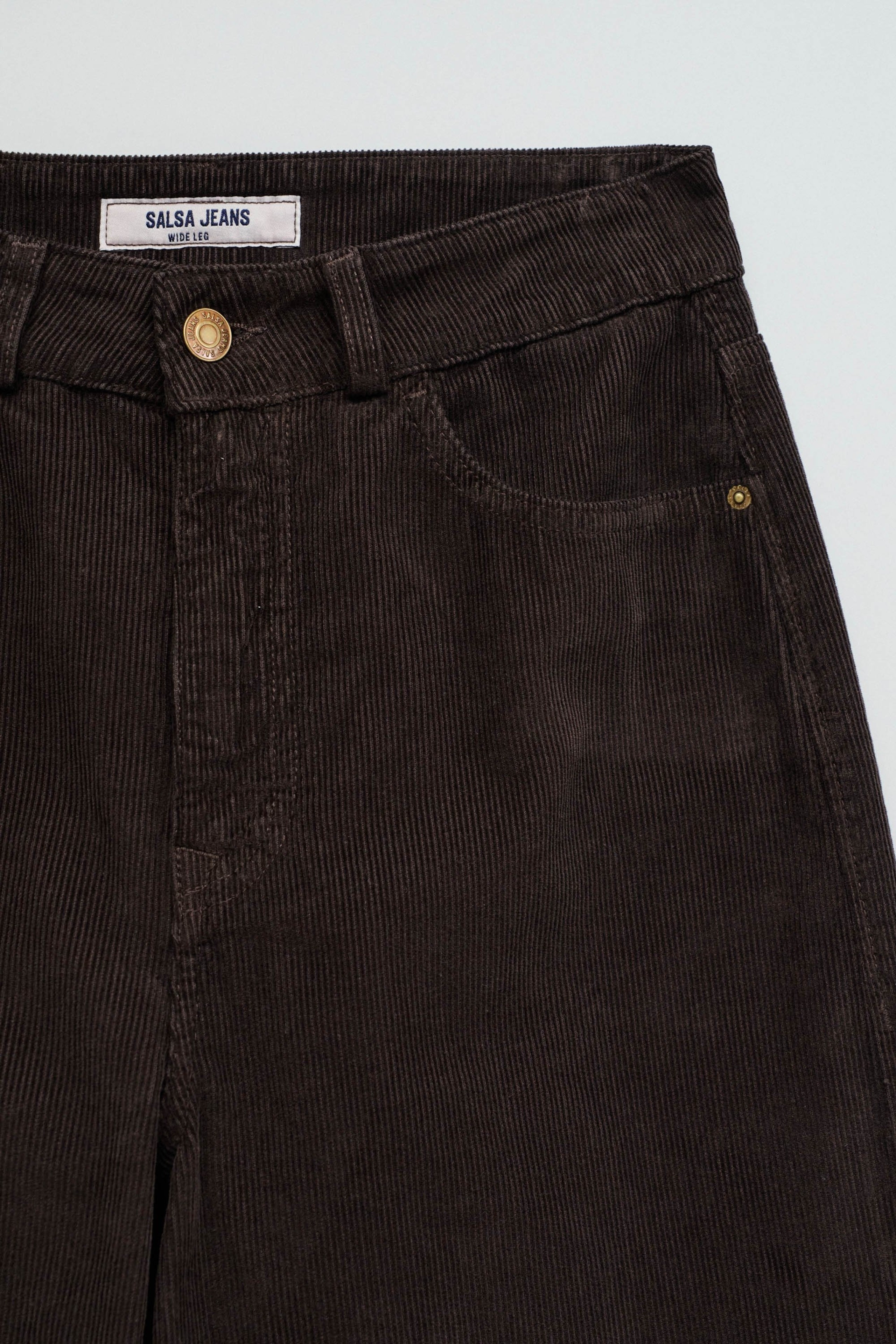 JEANS WIDE LEG EM BOMBAZINA