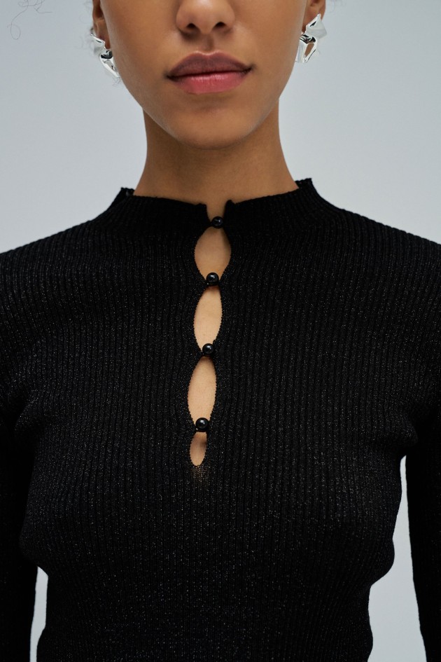 GLÄNZENDER STRICKPULLOVER