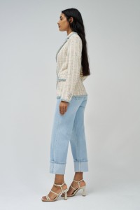 TWEED BLAZER WITH DENIM DETAILS